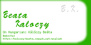 beata kaloczy business card